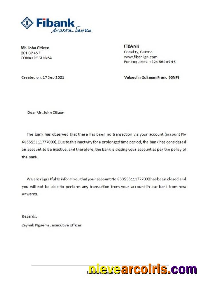 Guinea Fibank closure reference